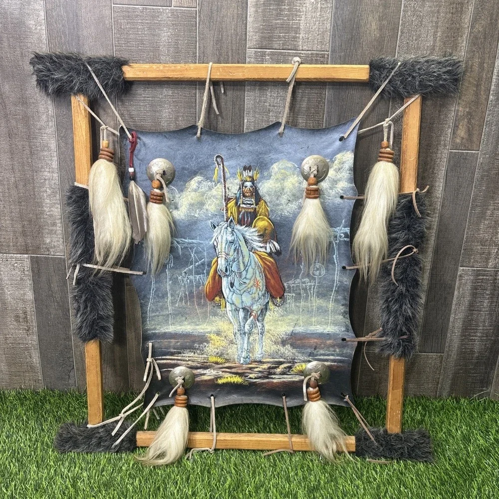 Native American Western Wall Hanging Buckskin Horsehair